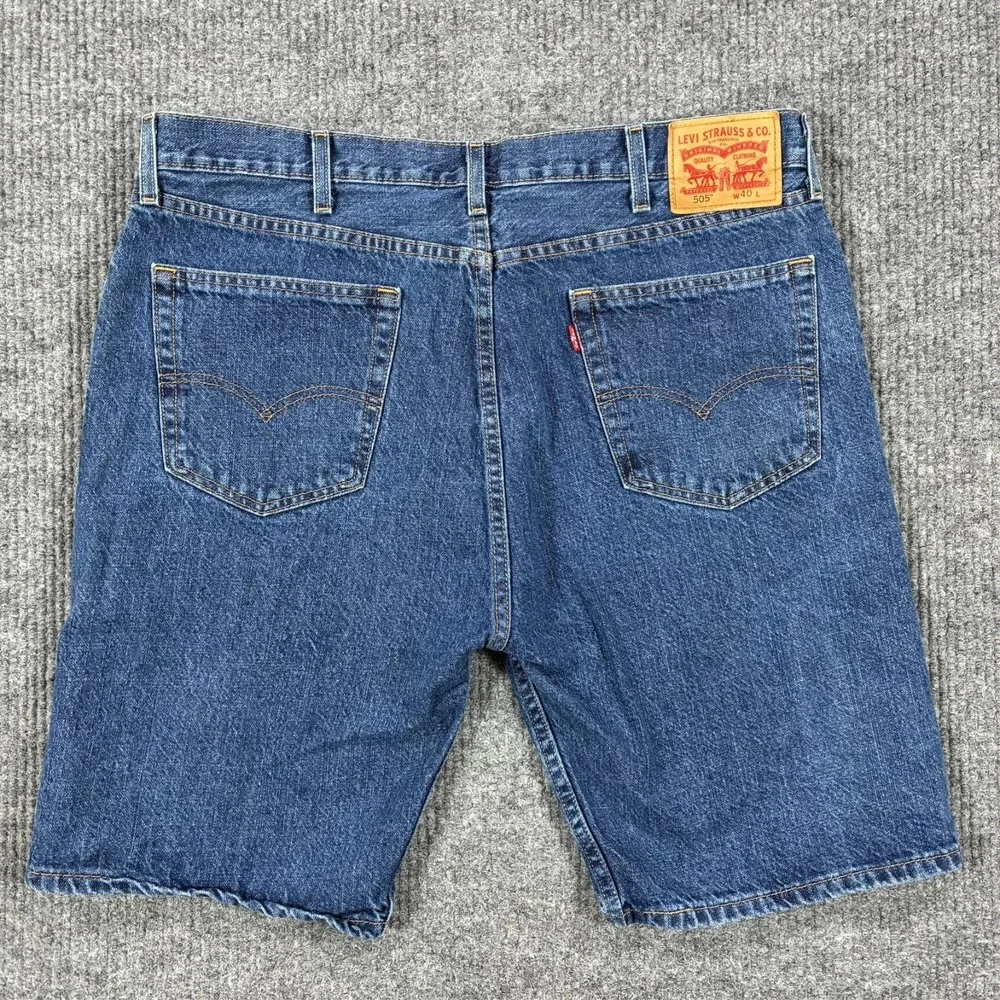 Levi's 505 Mens Bermuda Jean Shorts Size W40 Blue Denim Casual Stretch High Rise